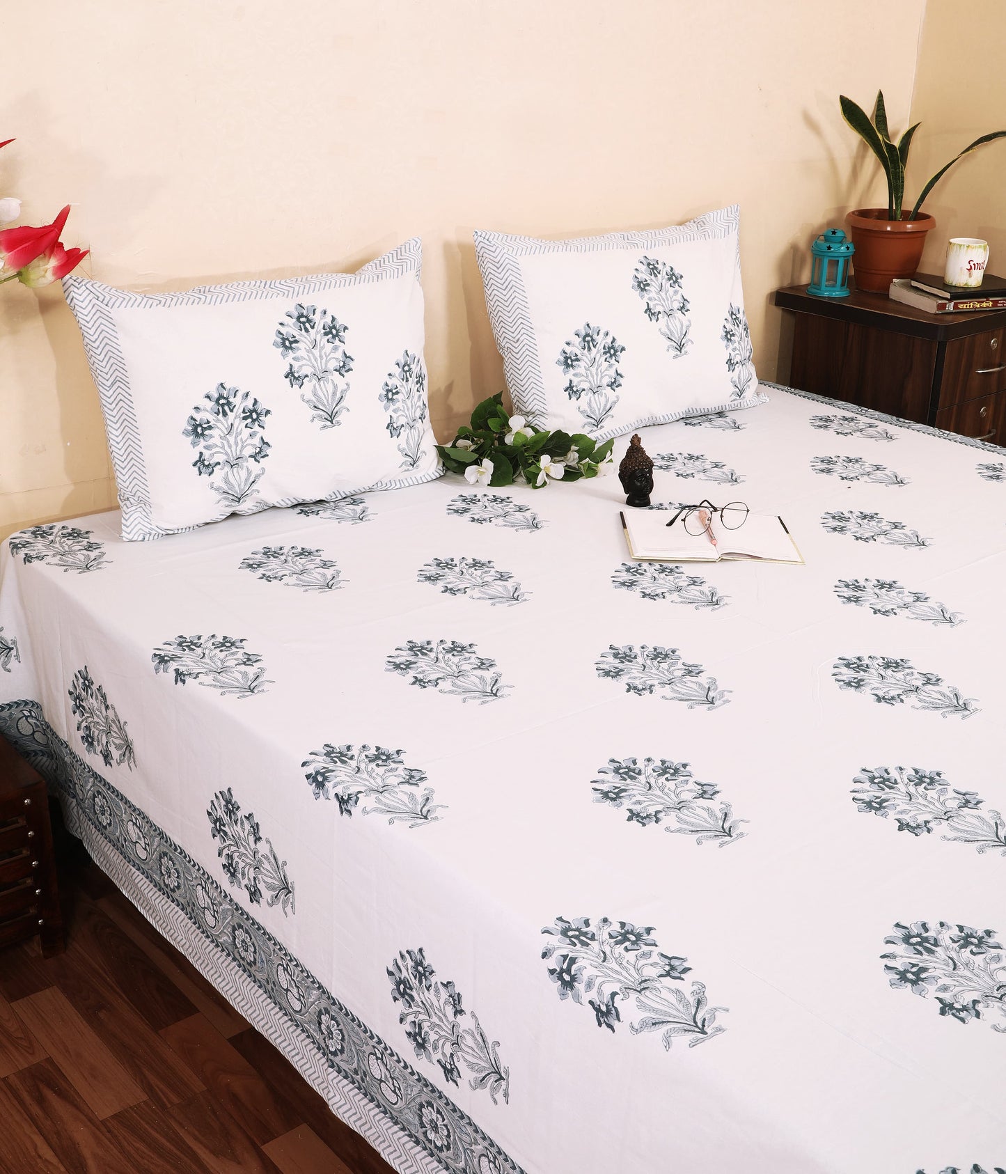 Neel Kamal / Indigo Bloom Bedsheet