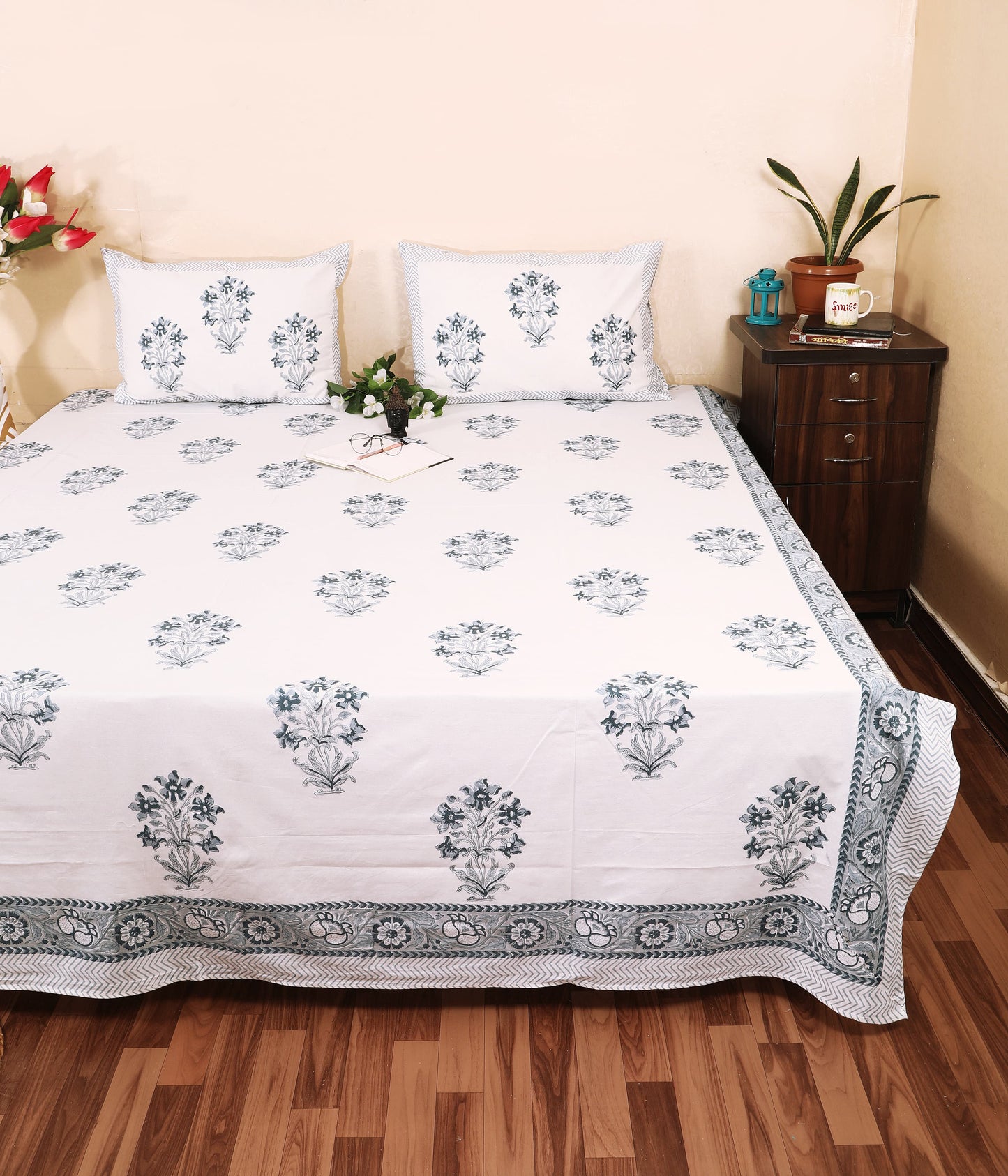 Neel Kamal / Indigo Bloom Bedsheet