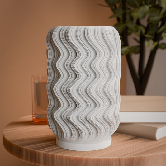 Highmour decorative bedside lamp with a textured wavy design, perfect for modern decor