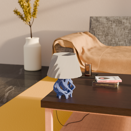 Highmour artistic home lighting lamp with a unique blue base and stylish gray shade for modern interiors