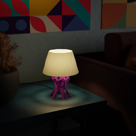 Highmour Artistic Home Lighting Table Lamp with Unique Pink Base and Soft White Shade
