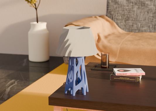 Highmour artistic indoor lighting lamp with a unique blue base and stylish gray shade for modern decor