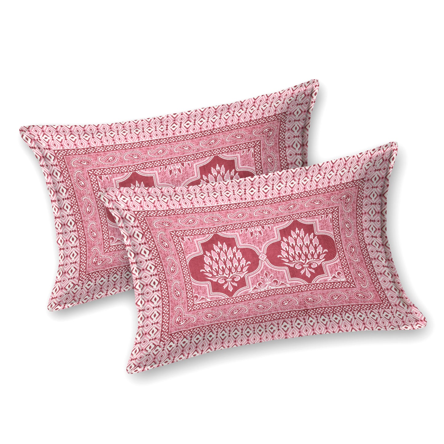 Crimson Lotus Double Cotton Bedsheet (90×100 in.)