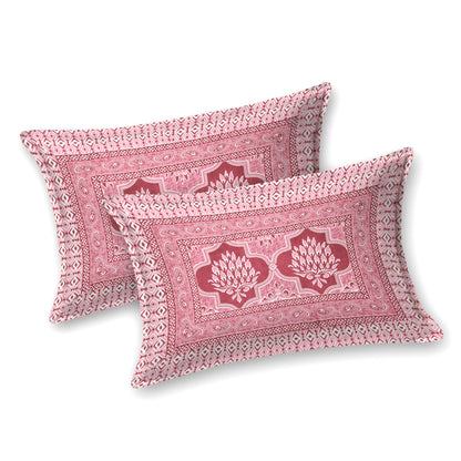 Crimson Lotus Double Cotton Bedsheet (90×100 in.)