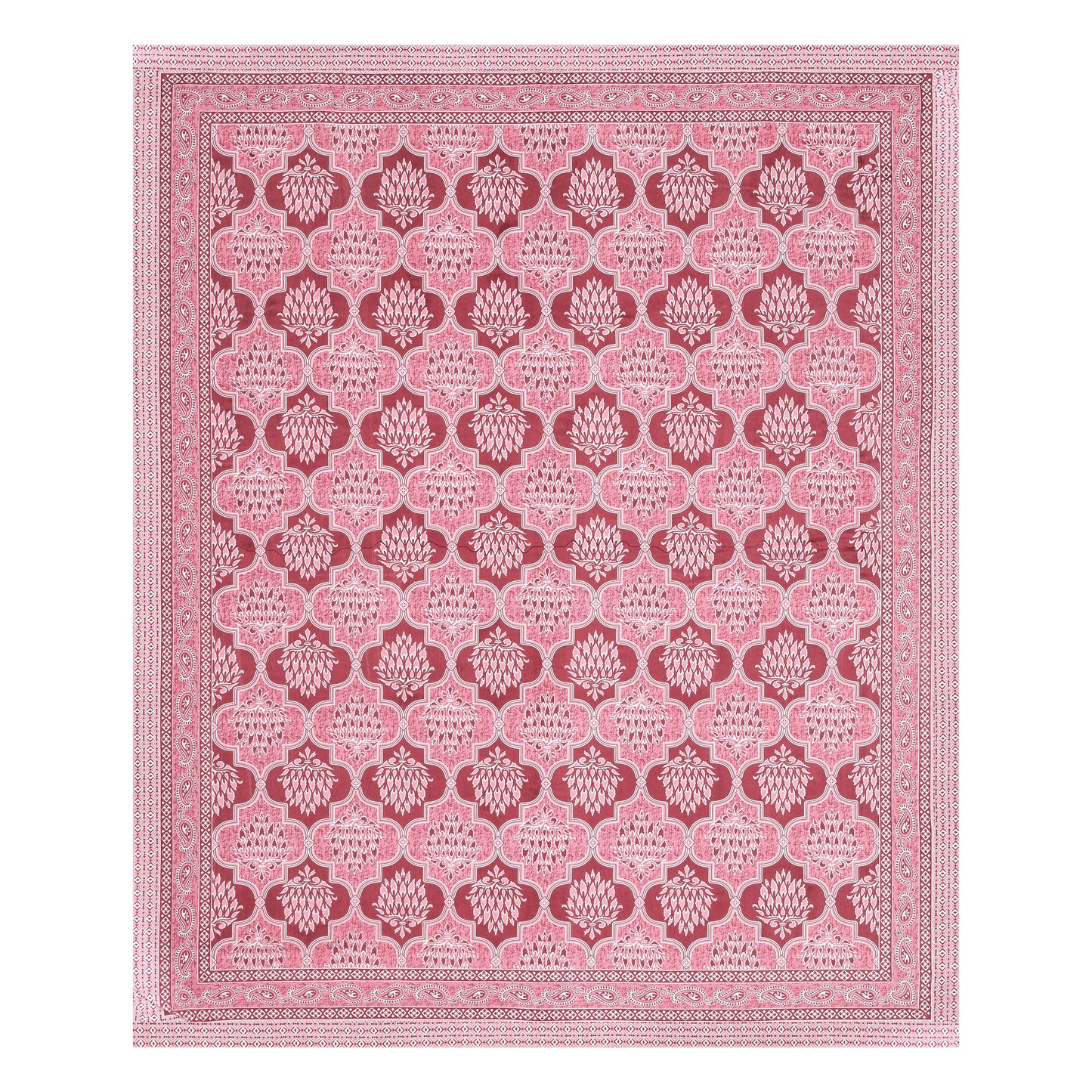 Crimson Lotus Double Cotton Bedsheet (90×100 in.)