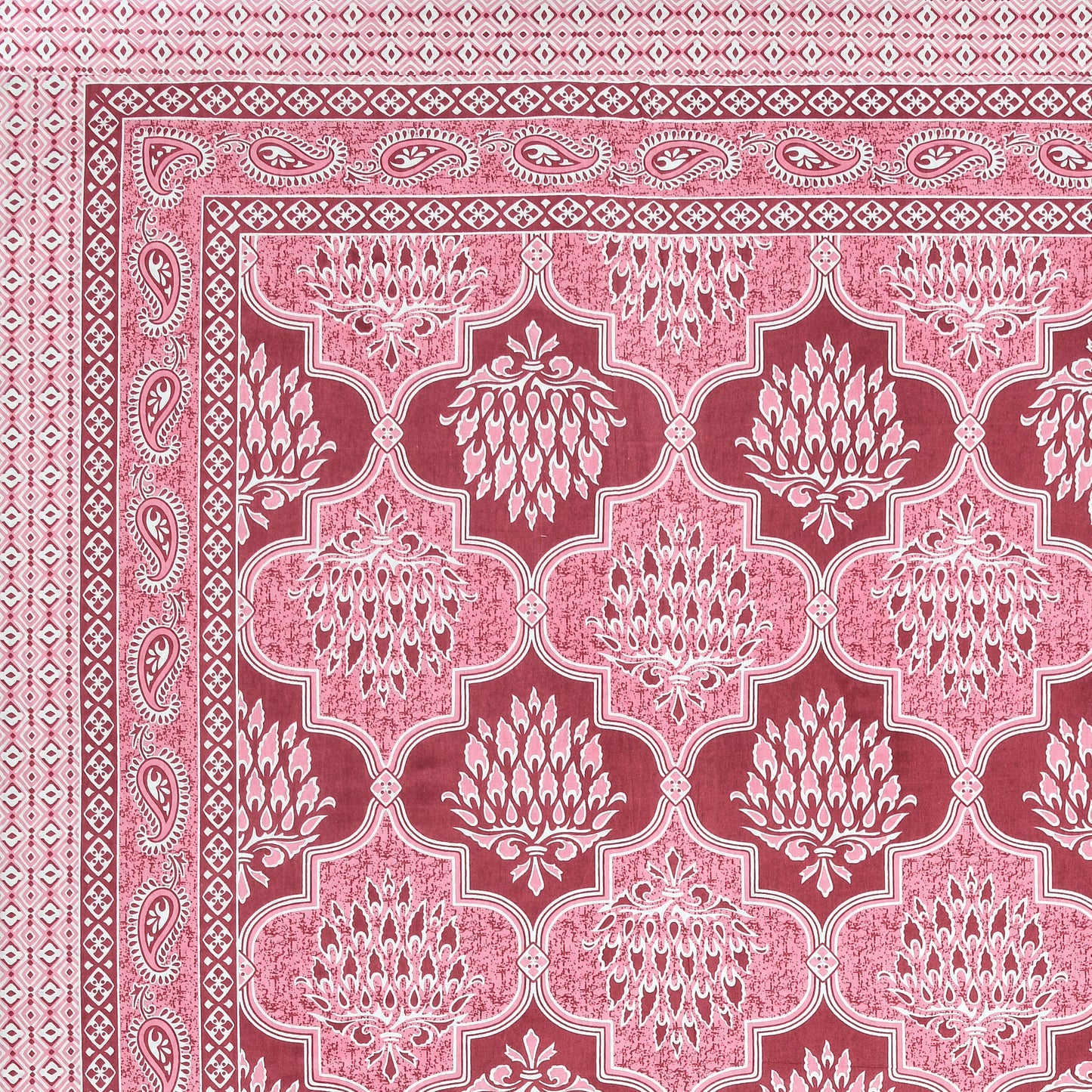 Crimson Lotus Double Cotton Bedsheet (90×100 in.)