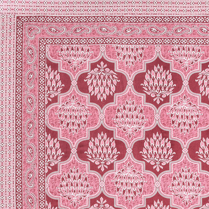 Crimson Lotus Double Cotton Bedsheet (90×100 in.)