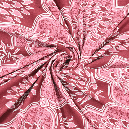 Crimson Lotus Double Cotton Bedsheet (90×100 in.)