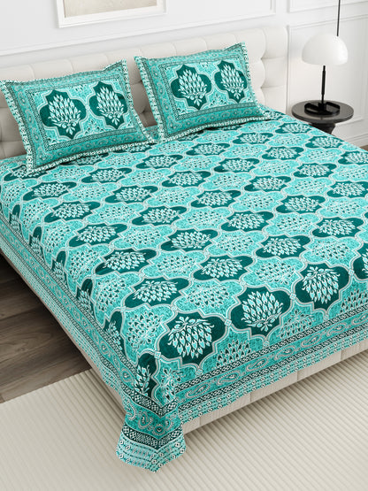 Crimson Lotus Double Cotton Bedsheet (90×100 in.)