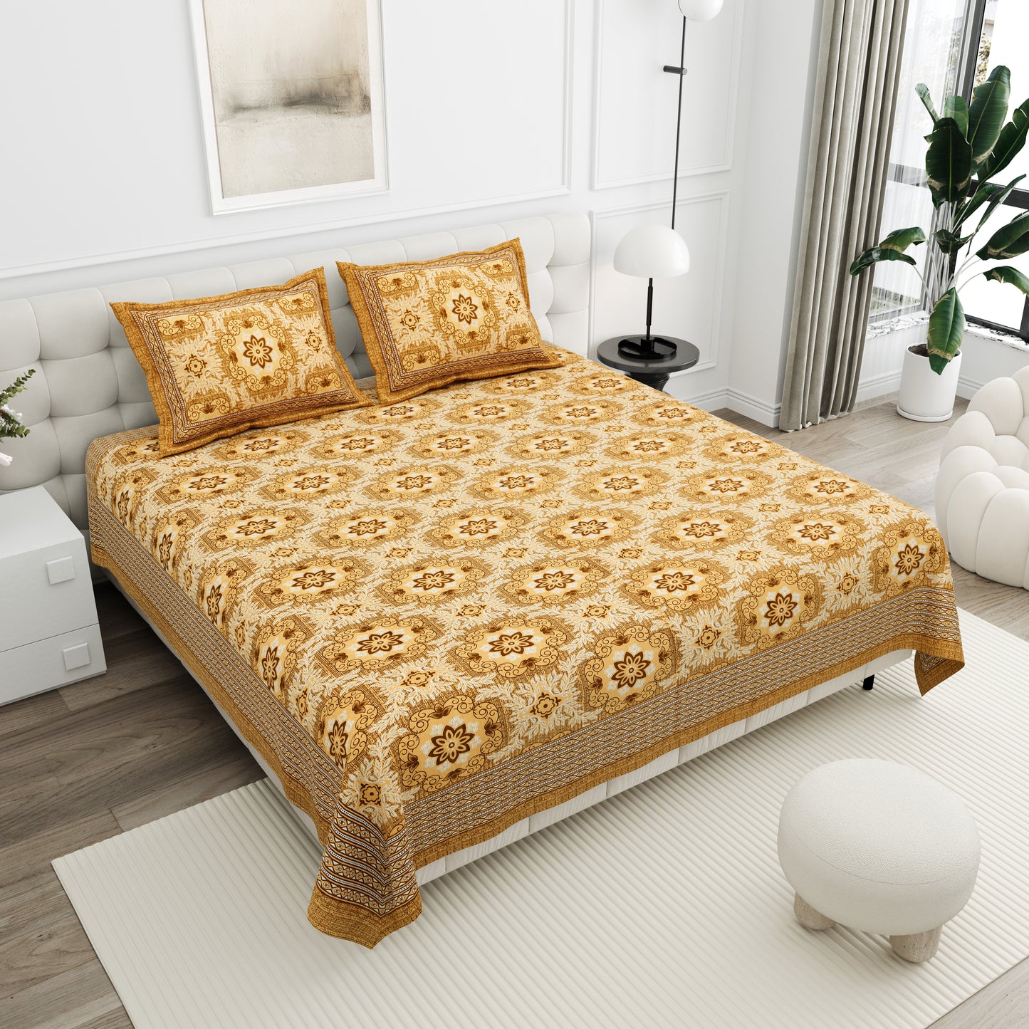 Amber Mirage Double Cotton Bedsheet (90×100 in.)