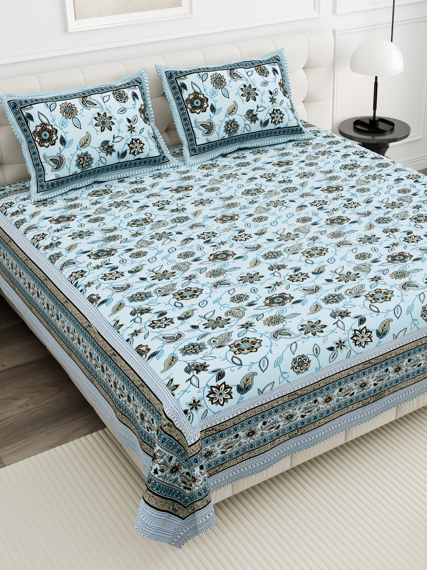 Floral Reverie Double Cotton Bedsheet (90×100 in.)