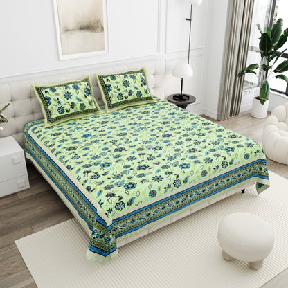 Floral Reverie Double Cotton Bedsheet (90×100 in.)
