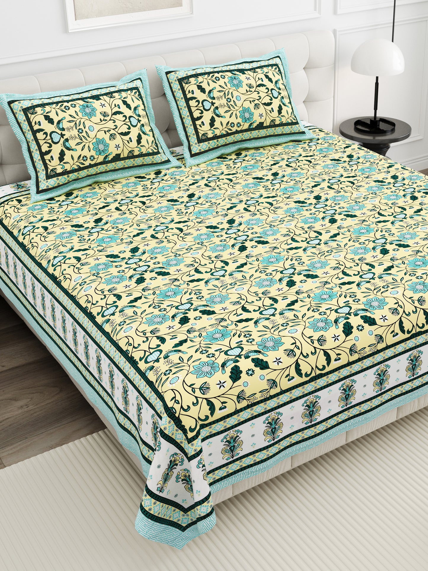 Meadow Charm Double Cotton Bedsheet (90×100 in.)