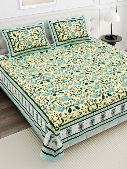 Meadow Charm Double Cotton Bedsheet (90×100 in.)
