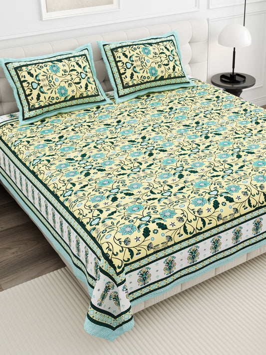 Meadow Charm Double Cotton Bedsheet (90×100 in.)