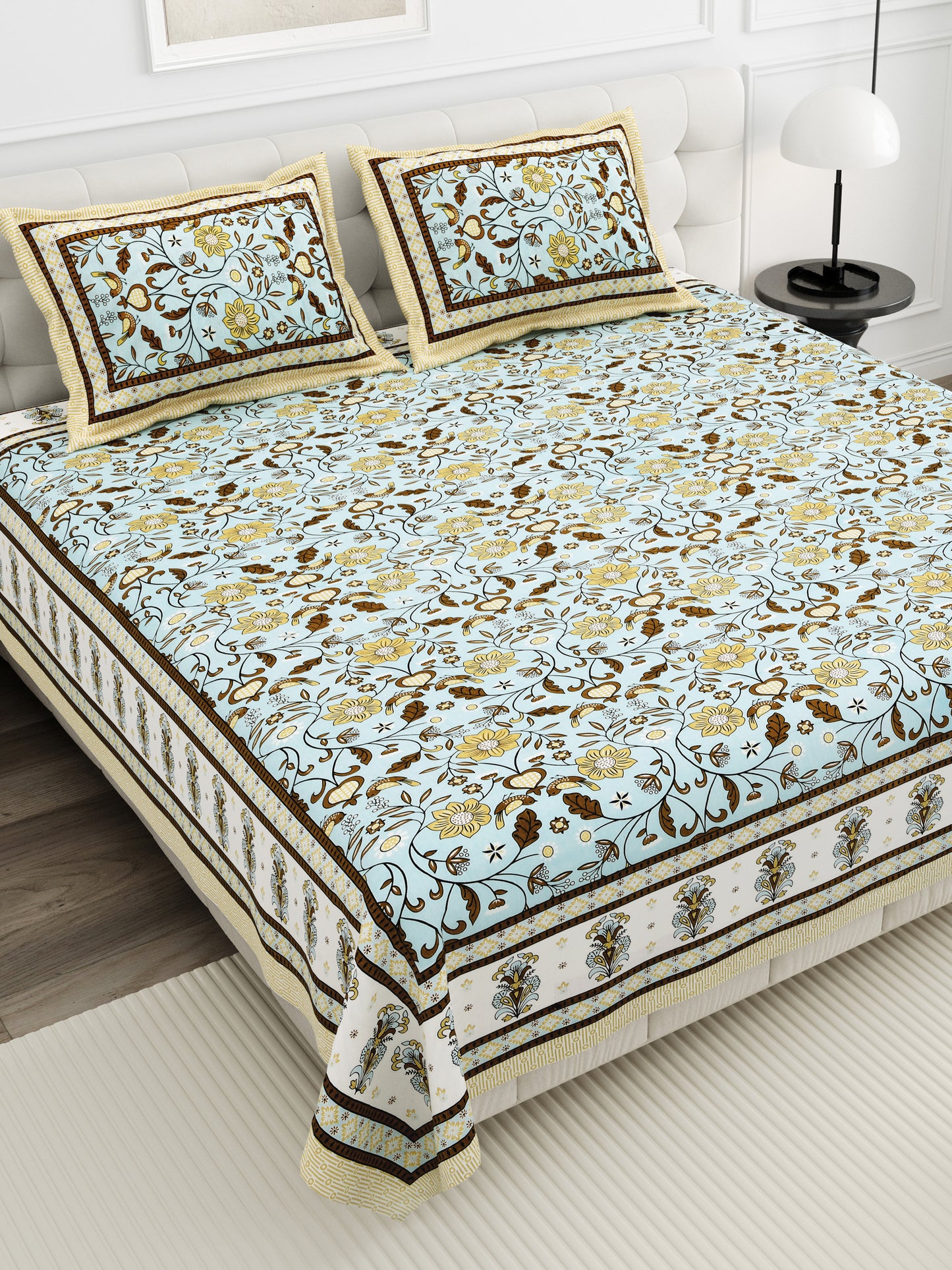 Meadow Charm Double Cotton Bedsheet (90×100 in.)