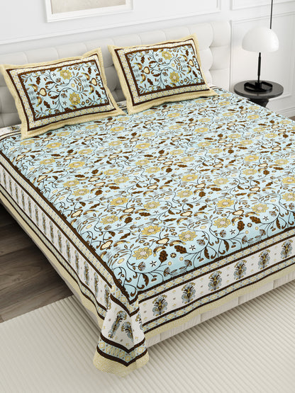 Meadow Charm Double Cotton Bedsheet (90×100 in.)