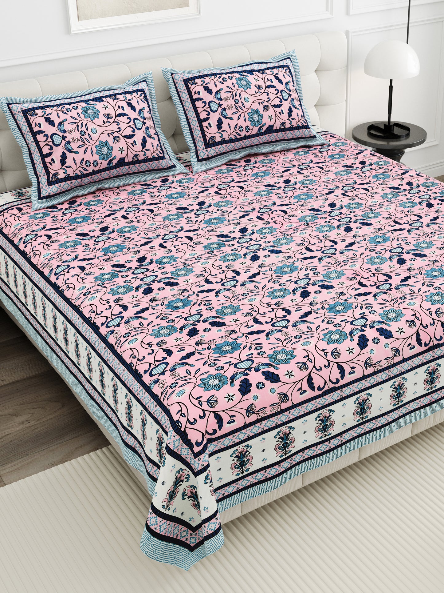 Meadow Charm Double Cotton Bedsheet (90×100 in.)