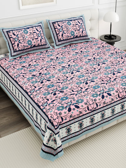 Meadow Charm Double Cotton Bedsheet (90×100 in.)