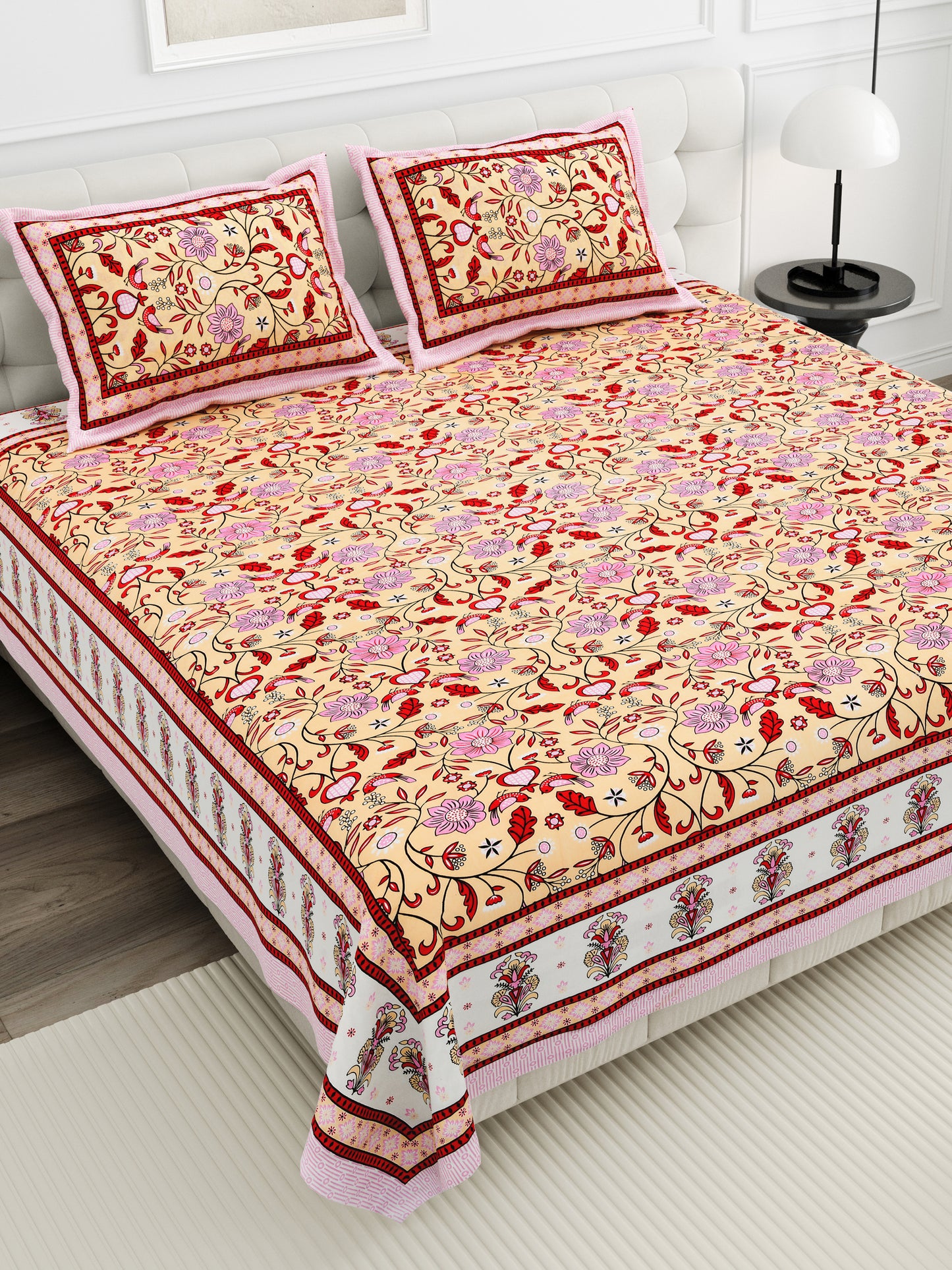 Meadow Charm Double Cotton Bedsheet (90×100 in.)