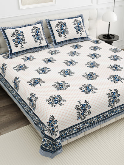 Royal Blossom Double Cotton Bedsheet (90×100 in.)