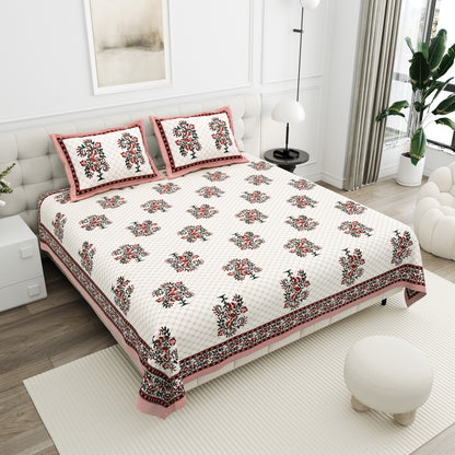 Royal Blossom Double Cotton Bedsheet (90×100 in.)