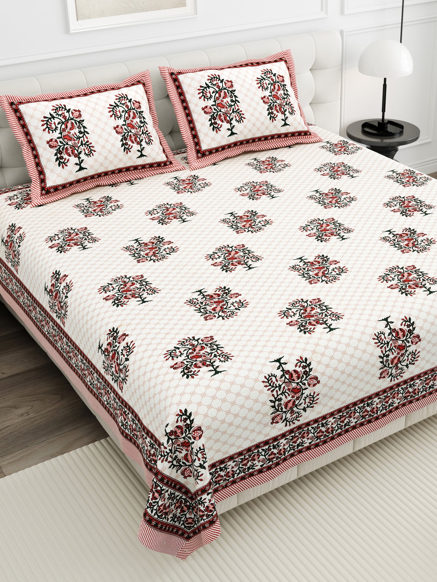 Royal Blossom Double Cotton Bedsheet (90×100 in.)