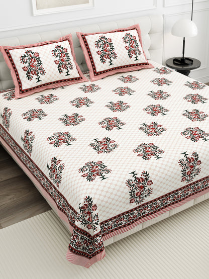 Royal Blossom Double Cotton Bedsheet (90×100 in.)