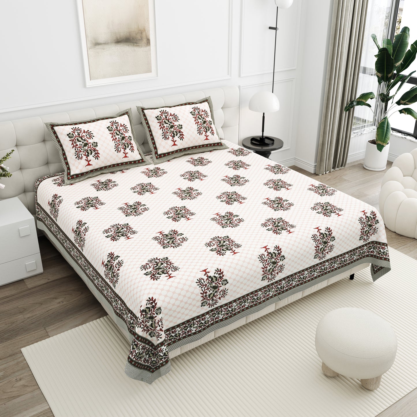 Royal Blossom Double Cotton Bedsheet (90×100 in.)