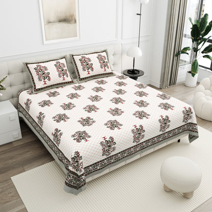 Royal Blossom Double Cotton Bedsheet (90×100 in.)