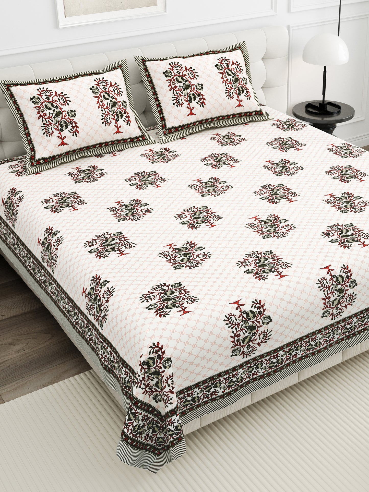 Royal Blossom Double Cotton Bedsheet (90×100 in.)