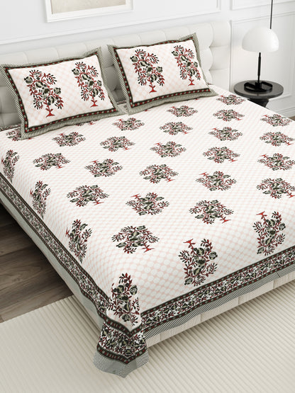 Royal Blossom Double Cotton Bedsheet (90×100 in.)