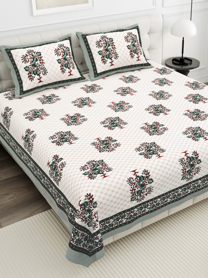 Royal Blossom Double Cotton Bedsheet (90×100 in.)