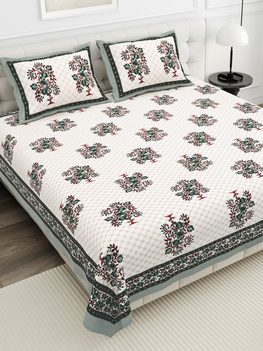 Royal Blossom Double Cotton Bedsheet (90×100 in.)