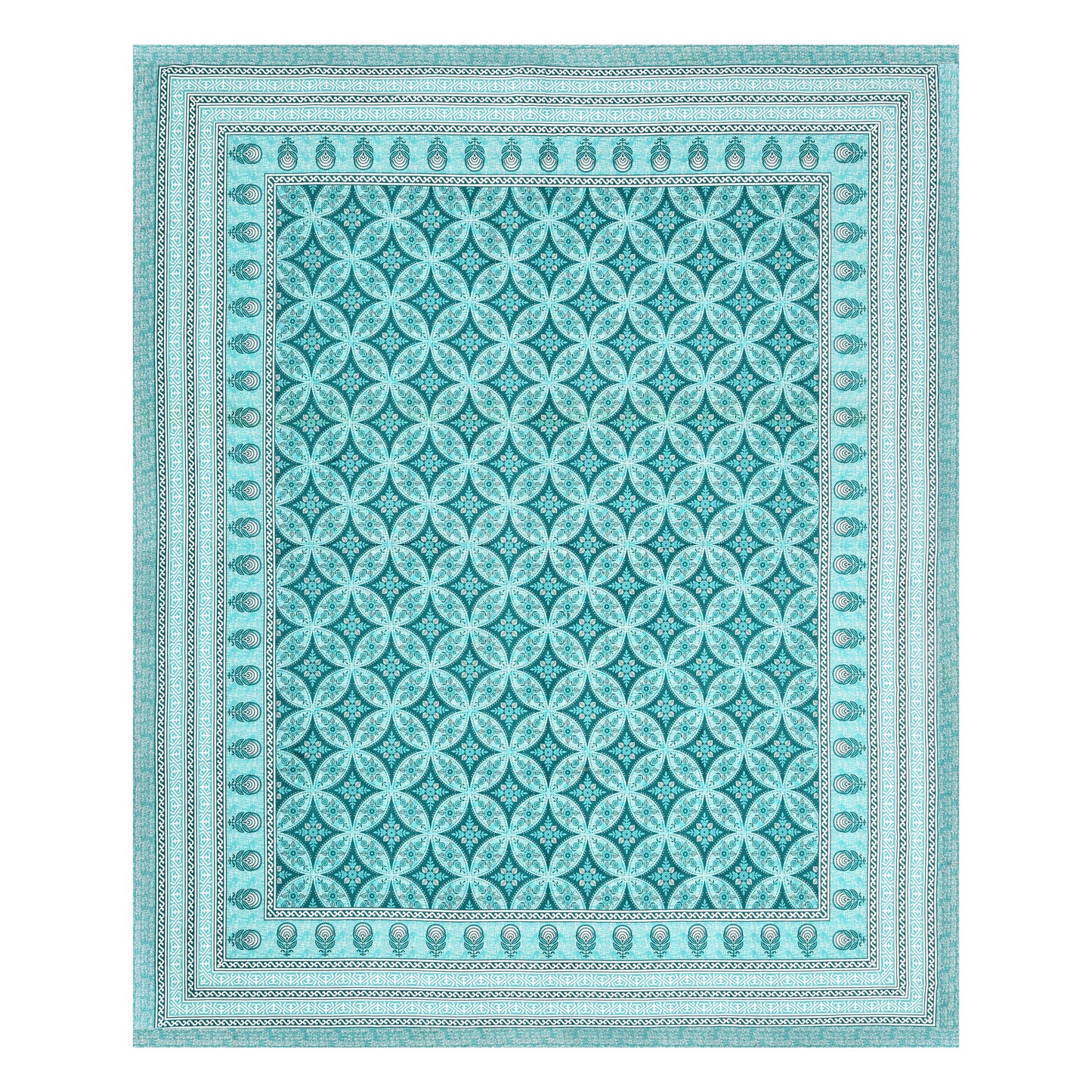 Azure Paisley Double Cotton Bedsheet (90×100 in.)