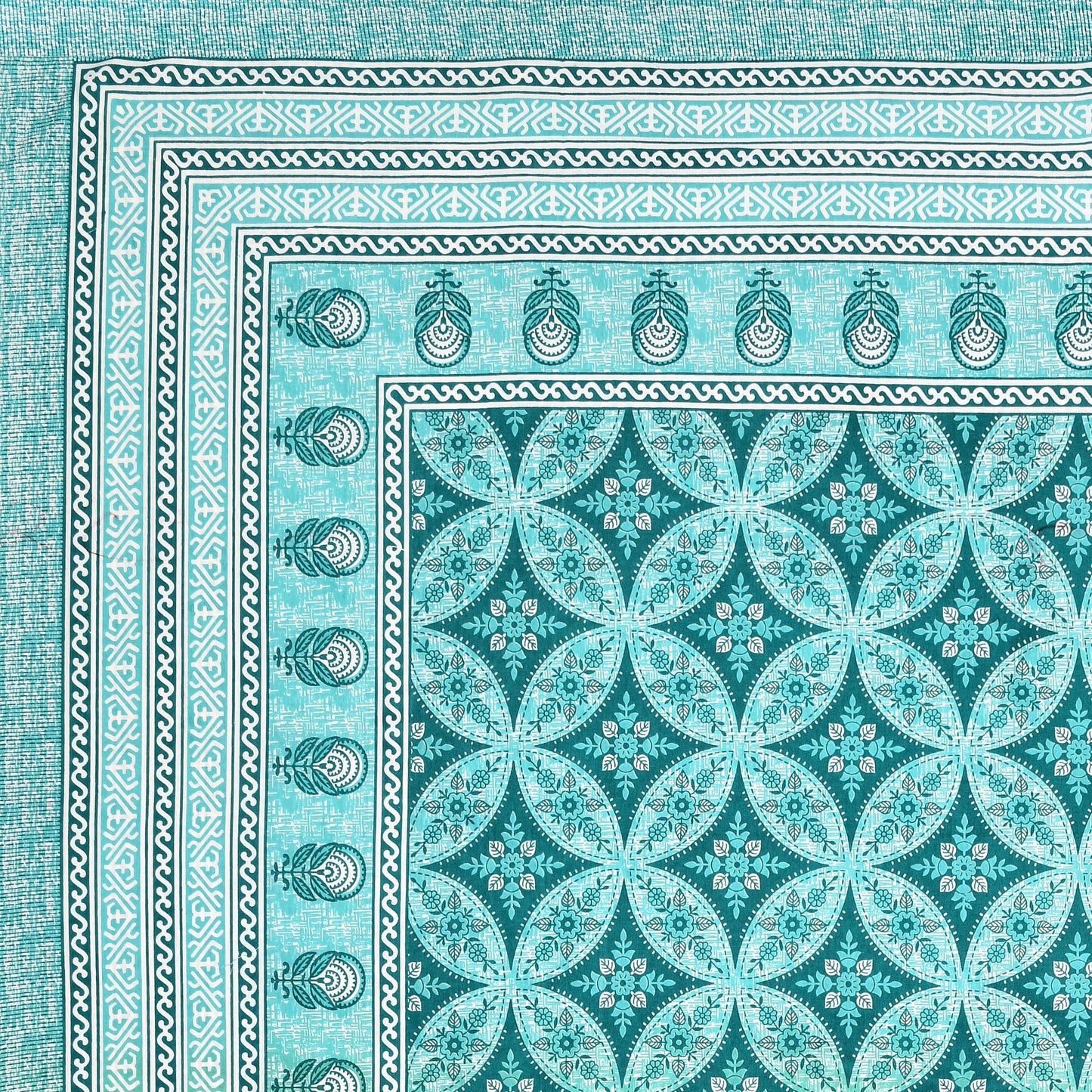 Azure Paisley Double Cotton Bedsheet (90×100 in.)