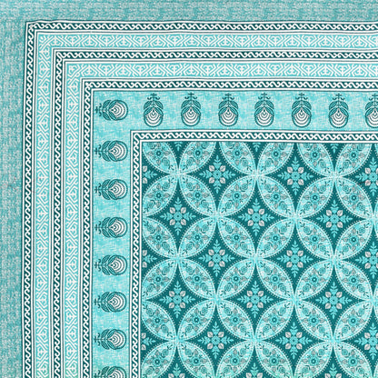 Azure Paisley Double Cotton Bedsheet (90×100 in.)
