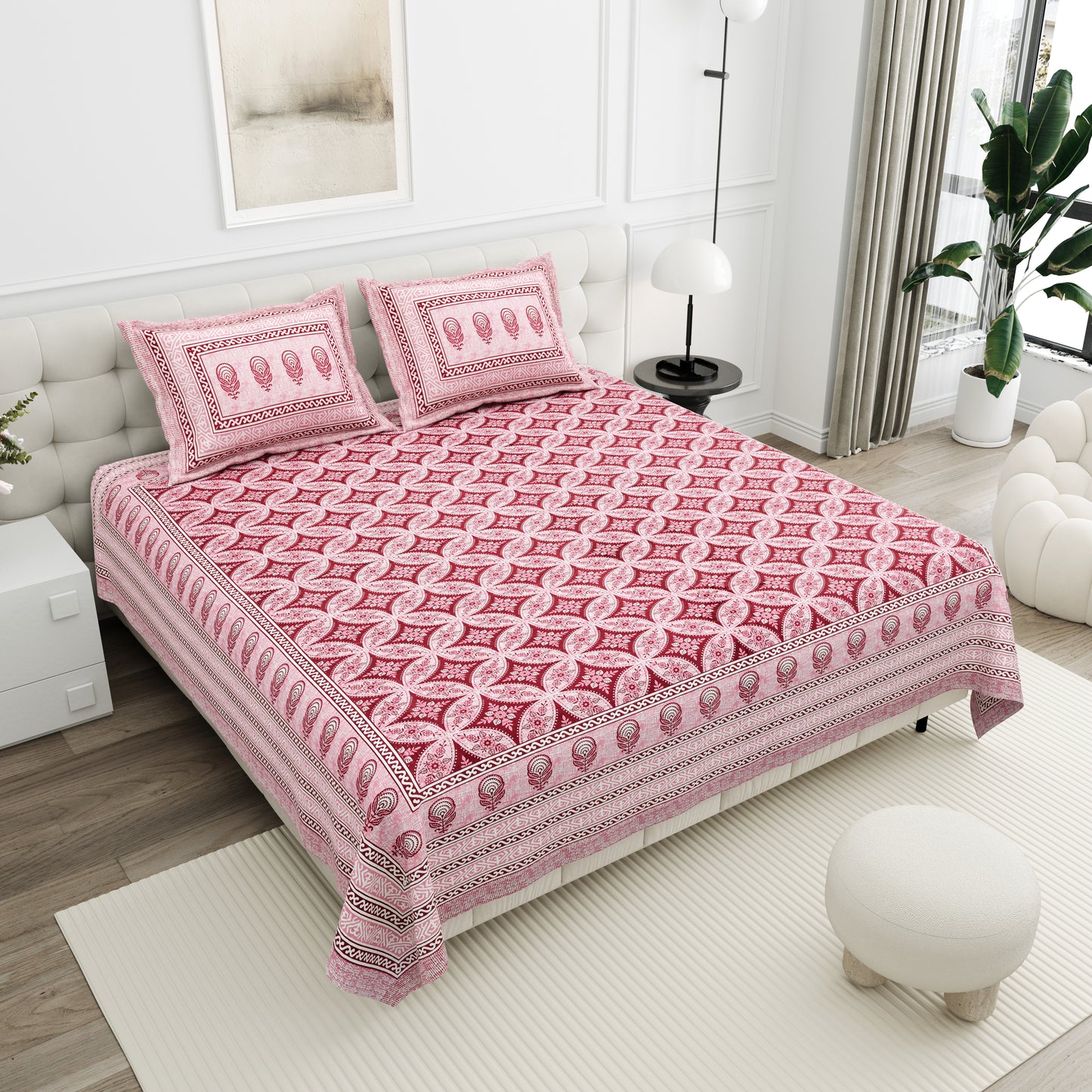 Azure Paisley Double Cotton Bedsheet (90×100 in.)