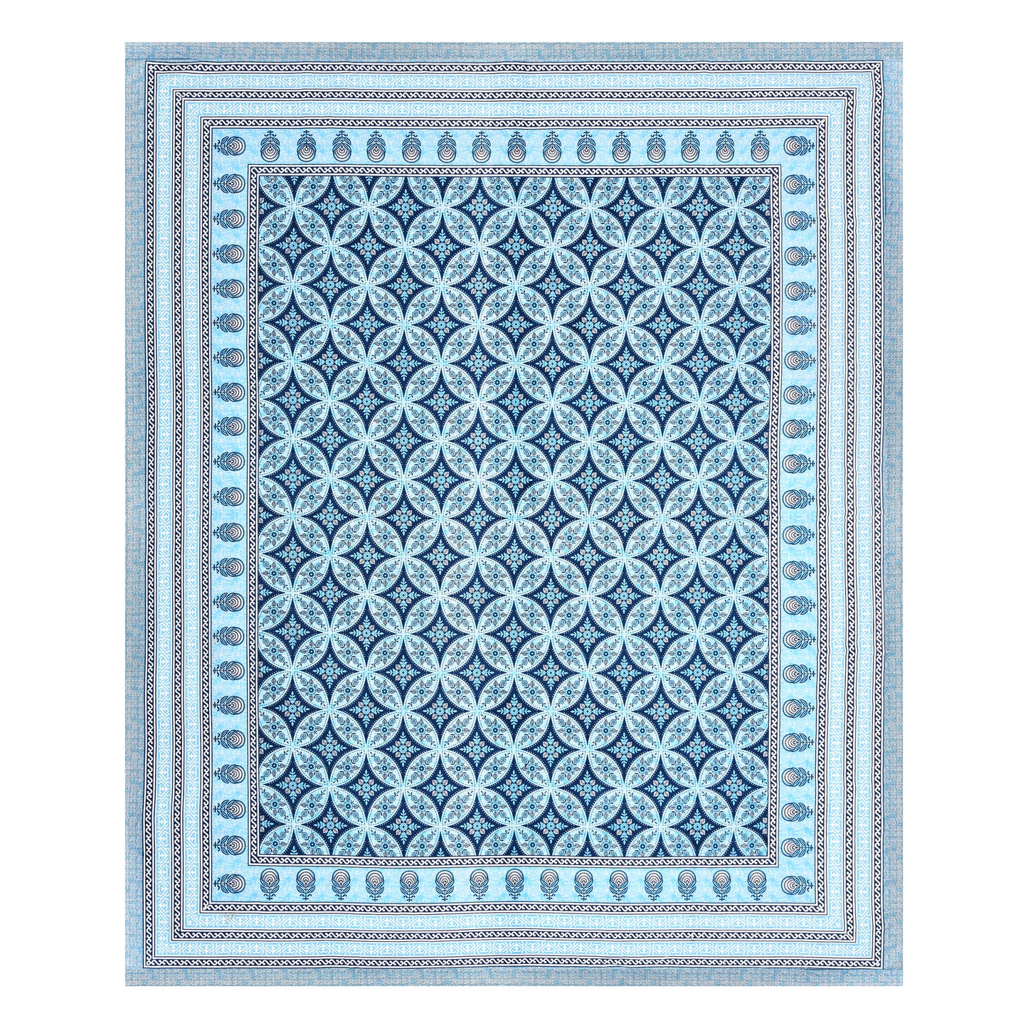 Azure Paisley Double Cotton Bedsheet (90×100 in.)