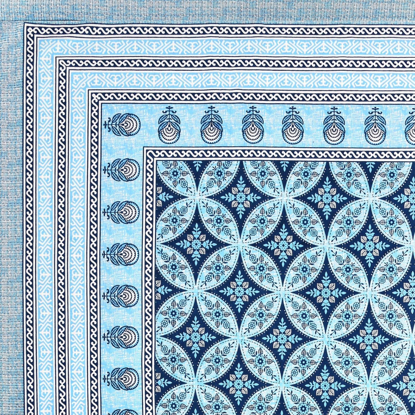 Azure Paisley Double Cotton Bedsheet (90×100 in.)