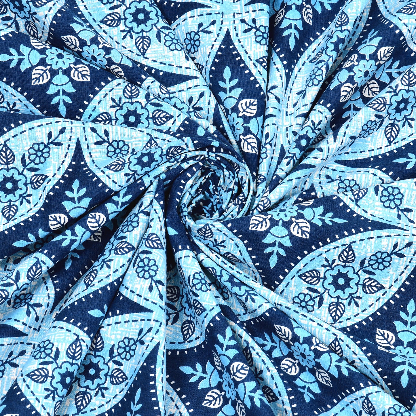 Azure Paisley Double Cotton Bedsheet (90×100 in.)