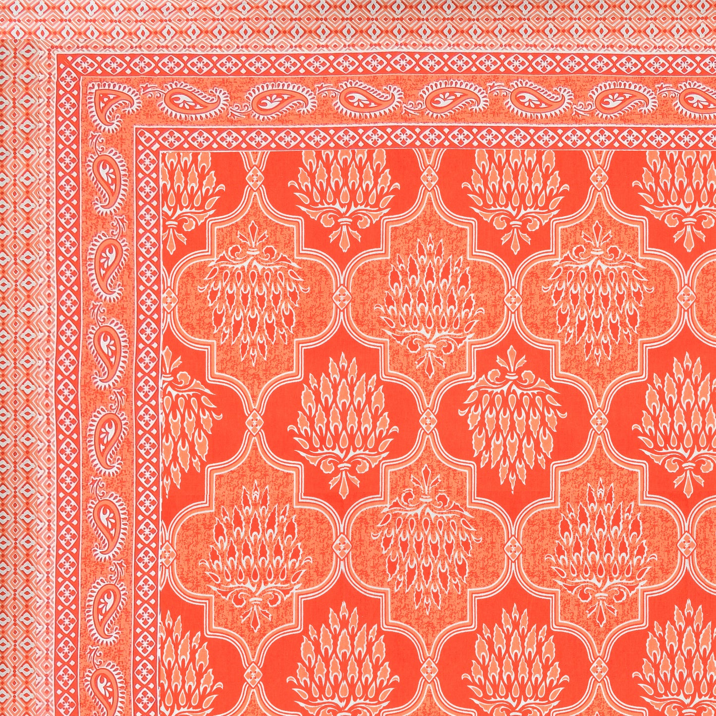 Crimson Lotus Double Cotton Bedsheet (90×100 in.)