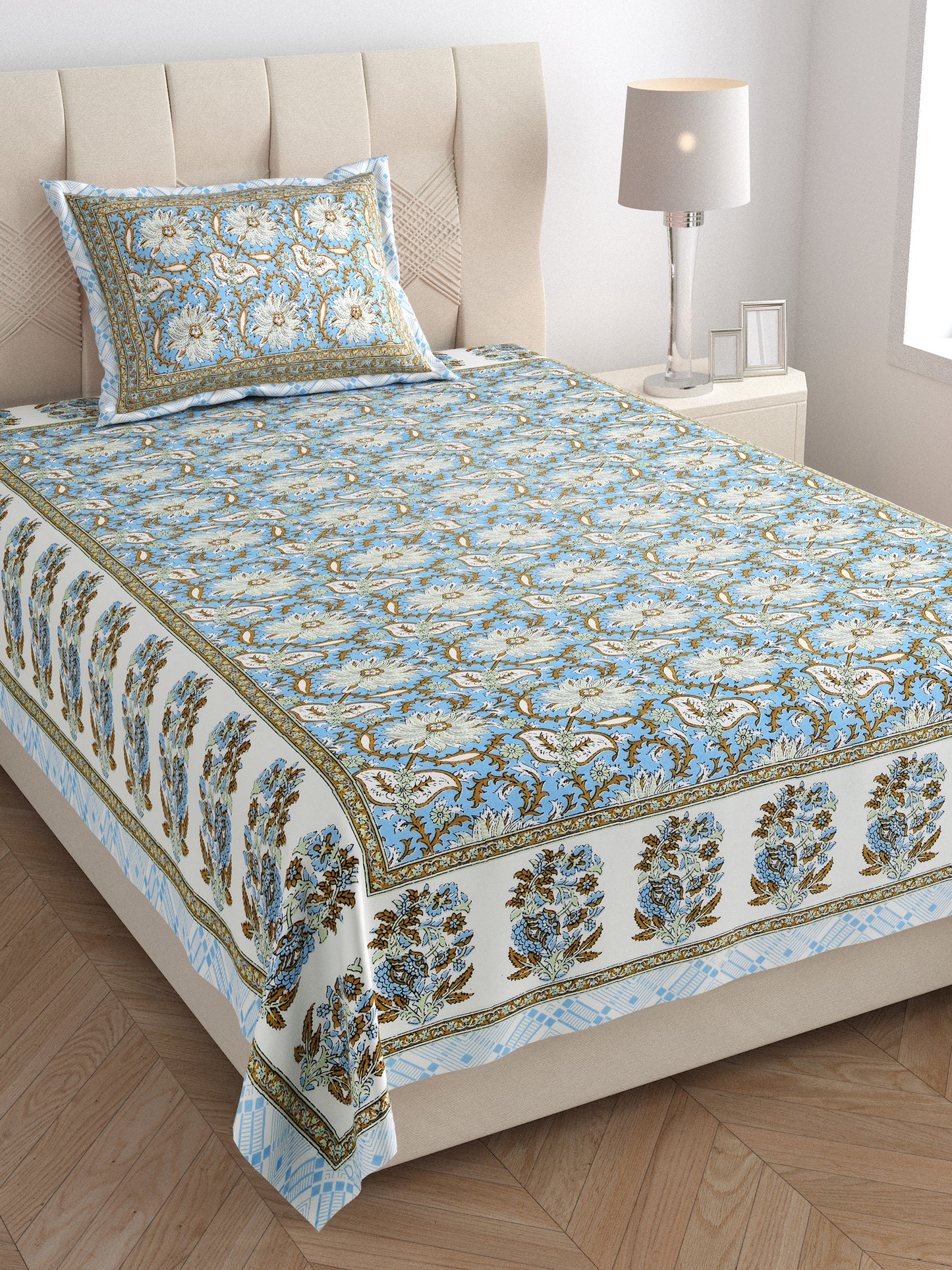 Regal Bloom Single Cotton Bedsheet (60×90 in.)