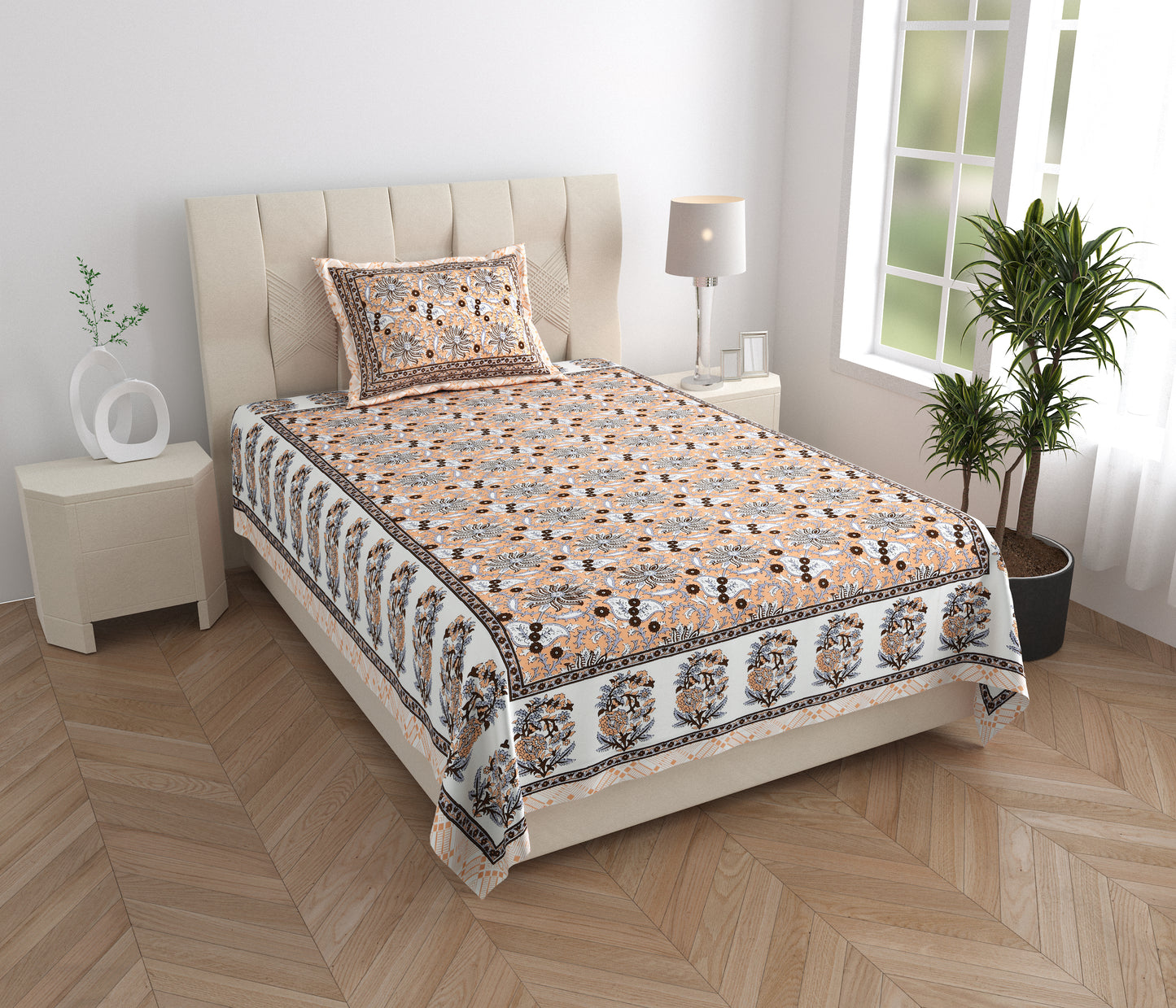 Regal Bloom Single Cotton Bedsheet (60×90 in.)