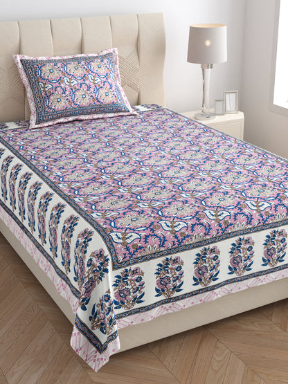 Regal Bloom Single Cotton Bedsheet (60×90 in.)