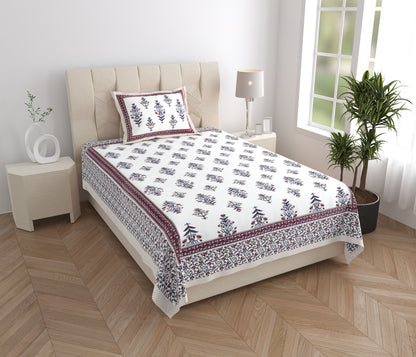 Verdant Charm Single Cotton Bedsheet (60×90 in.)