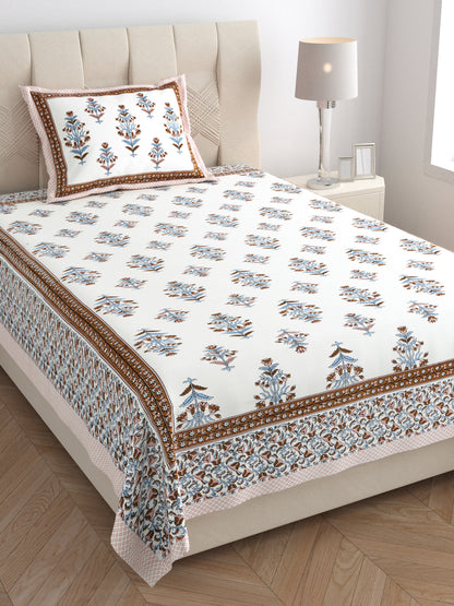 Verdant Charm Single Cotton Bedsheet (60×90 in.)