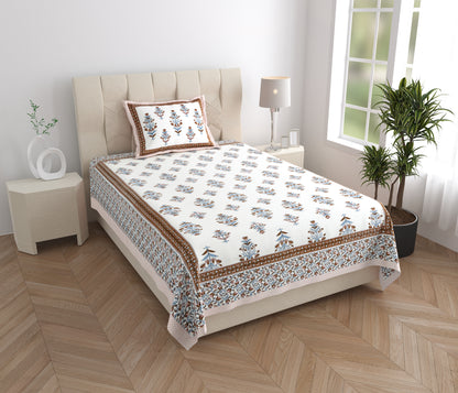 Verdant Charm Single Cotton Bedsheet (60×90 in.)