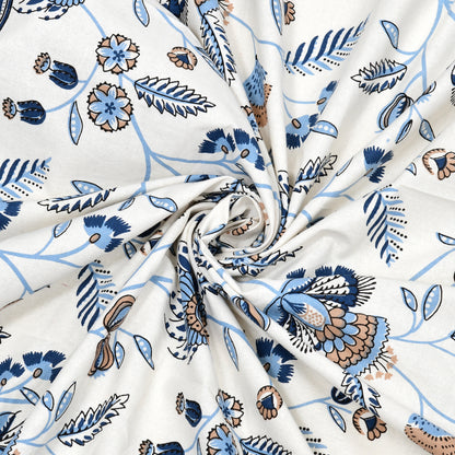 Azure Garden Single Cotton Bedsheet (60×90 in.)
