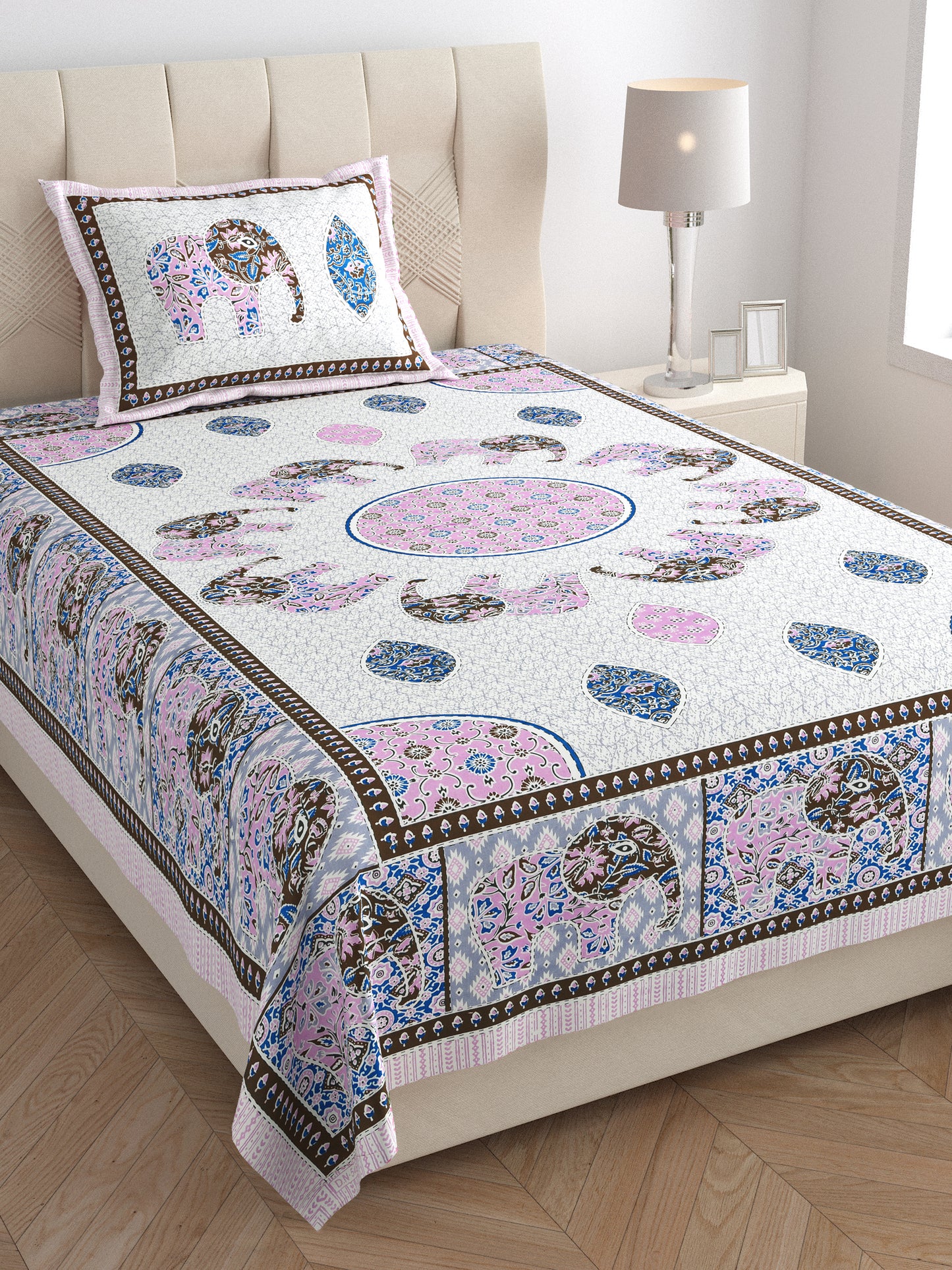Royal Caravan Single Cotton Bedsheet (60×90 in.)